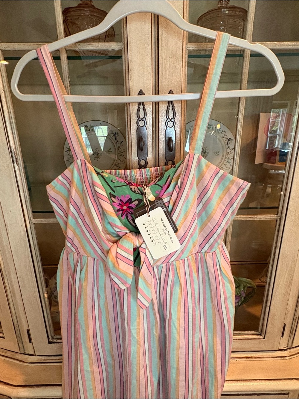 NWT Matilda Jane Pastel 97% Cotton Multi-Stripe Sundress with Front Knot